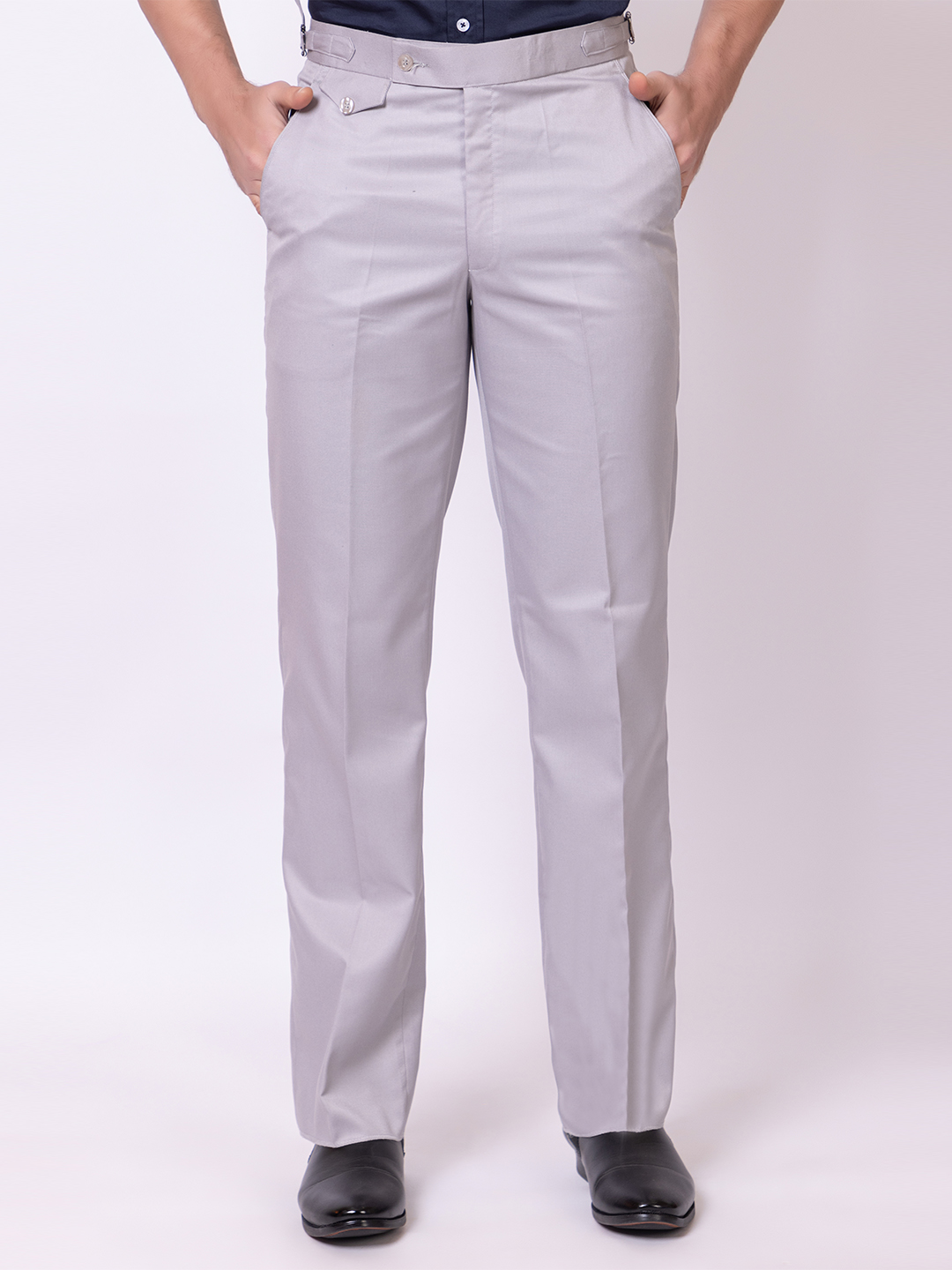 Buy Men Grey Slim Fit Textured Flat Front Formal Trousers Online - 744839 |  Louis Philippe